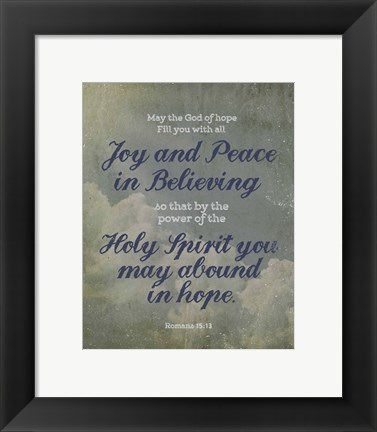 Framed Romans 15:13 Abound in Hope (Clouds) Print