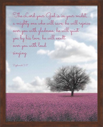 Framed Zephaniah 3:17 The Lord Your God (Colored Landscape) Print