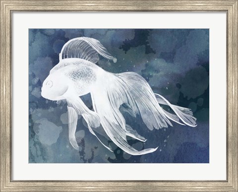 Framed Indigo Fish I Print