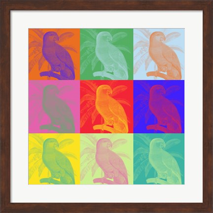 Framed Parrot Party I Print