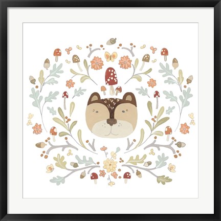 Framed Whimsical Woodland Faces I Print