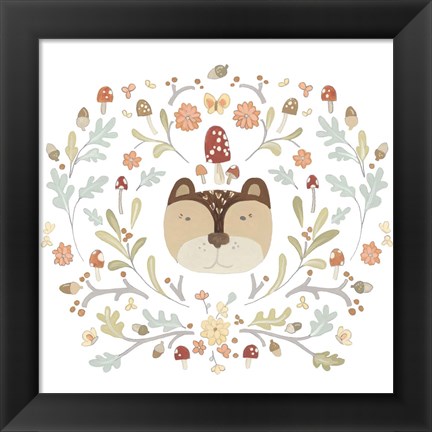 Framed Whimsical Woodland Faces I Print