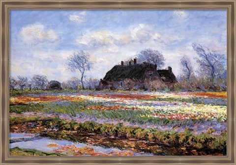 Framed Tulip Fields at Sassenheim Print