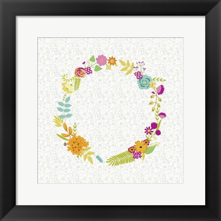 Framed Girly Wreath I Print