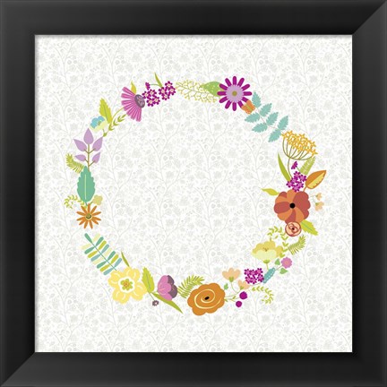 Framed Girly Wreath II Print