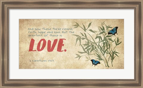 Framed 1 Corinthians 13:13 Faith, Hope and Love (Butterflies) Print