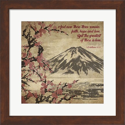 Framed 1 Corinthians 13:13 Faith, Hope and Love (Japanese) Print