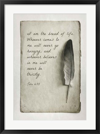 Framed John 6:35 I am the Bread of Life (Gray) Print