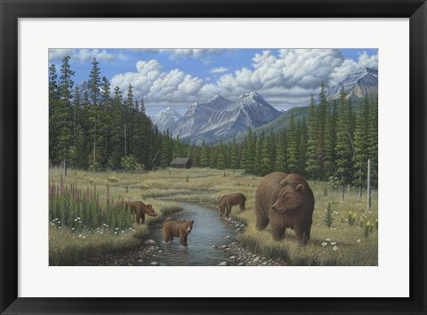 Framed Checking Things  Out - Grizzlies Print