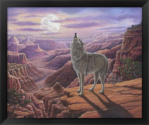 Framed Howling Wolf Print