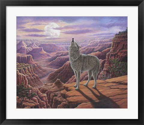 Framed Howling Wolf Print