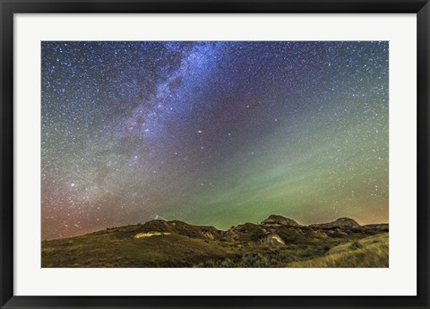 Framed Northern Autumn Stars and Constellations rising over Dinosaur Provincial Park Print