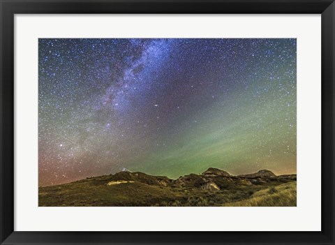 Framed Northern Autumn Stars and Constellations rising over Dinosaur Provincial Park Print