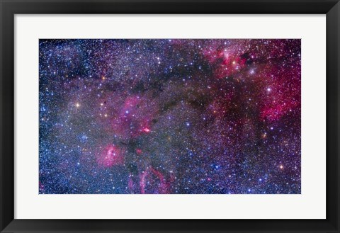 Framed Bubble Nebula and Cave Nebula mosaic Print