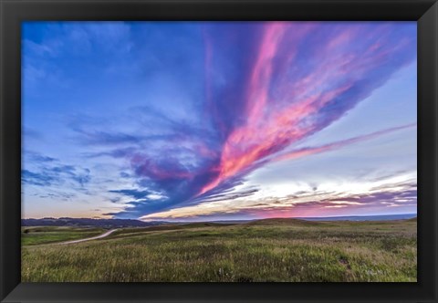 Framed Colorful sunset at the Reesor Ranch on the Alberta-Saskatchewan border Print