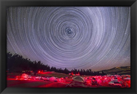 Framed Circumpolar star trails above the Table Mountain Star Party Print