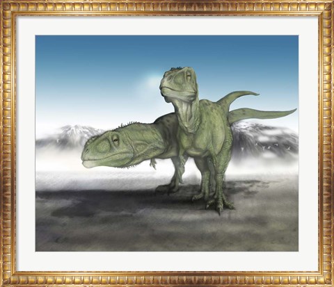 Framed Pair of Giganotosaurus Print