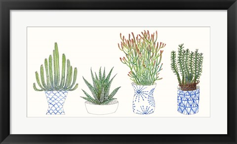 Framed Four Succulents I Print