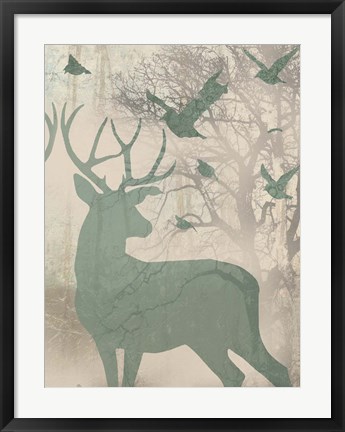 Framed Deer Solace II Print