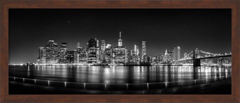 Framed Illuminated  Manhattan Skyline, New York City Print