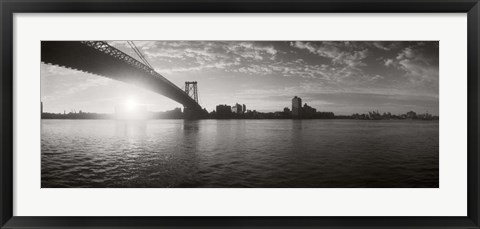 Framed Suspension Bridge at sunrise, Williamsburg Bridge, East River, Manhattan, NY Print