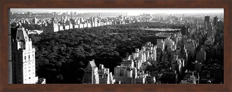 Framed High angle view of buildings in a city, Central Park, Manhattan, NY Print