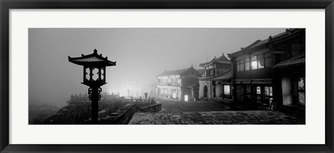 Framed Buildings lit up at night, Mount Taishan, Shandong Province, China Print