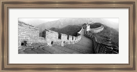 Framed Great Wall Of China, Mutianyu, China BW Print