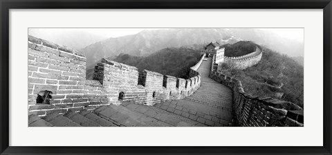 Framed Great Wall Of China, Mutianyu, China BW Print