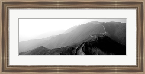 Framed High angle view of the Great Wall Of China, Mutianyu, China BW Print