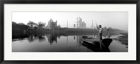 Framed Reflection of a mausoleum in a river, Taj Mahal, India Print