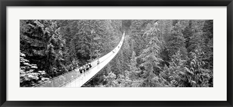 Framed Capilano Bridge, Suspended Walk, Vancouver, British Columbia, Canada BW Print