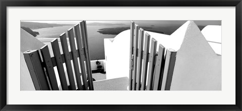 Framed Gate at the terrace of a house, Santorini, Greece Print