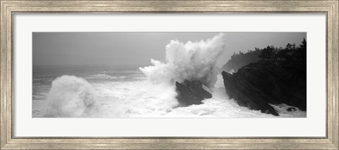 Framed Waves breaking on the coast, Shore Acres State Park, Oregon BW Print