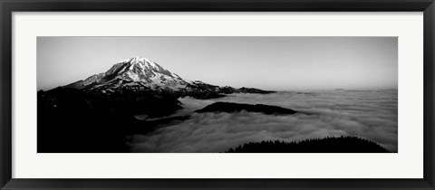 Framed Sea of clouds with mountains in the background, Mt Rainier, Washington State Print