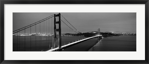 Framed Golden Gate Bridge at Dusk, San Francisco, California BW Print