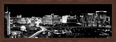 Framed City lit up at night, Las Vegas, Nevada Print