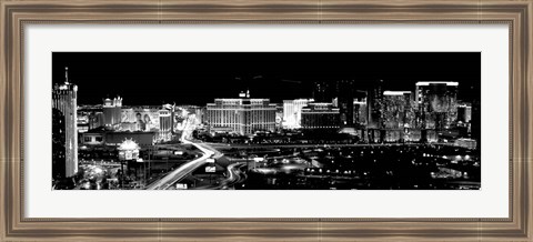 Framed City lit up at night, Las Vegas, Nevada Print