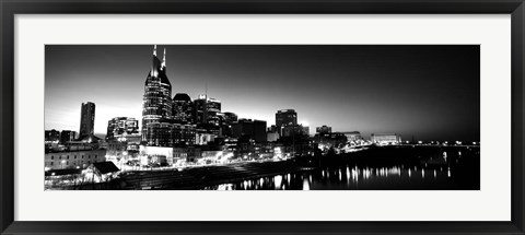 Framed Skylines at night along Cumberland River, Nashville, Tennessee Print