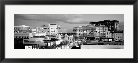 Framed High angle view of buildings in a city, Rodeo Drive, Beverly Hills, California Print