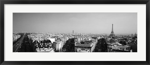 Framed High angle view of a cityscape, Paris, France BW Print