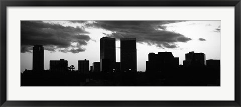 Framed Silhouette of skyscrapers in a city, Century City, City Of Los Angeles, California Print