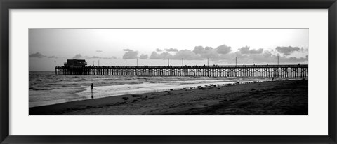 Framed Pier in an ocean, Newport Pier, Newport Beach, Orange County, California Print