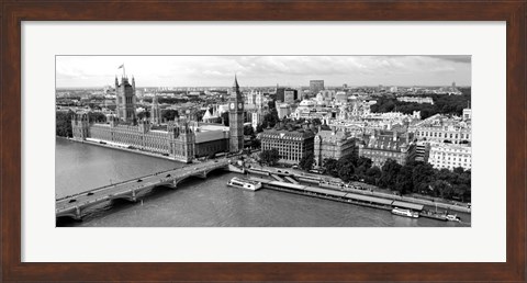 Framed Houses of Parliament, Thames River, City of Westminster, London, England Print