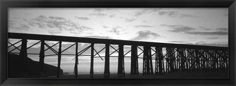 Framed Silhouette of a railway bridge, Fort Bragg, California Print