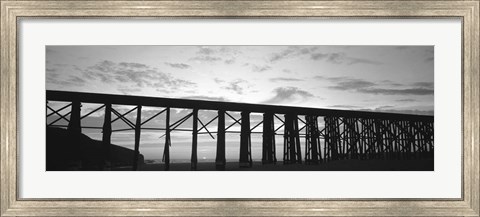 Framed Silhouette of a railway bridge, Fort Bragg, California Print