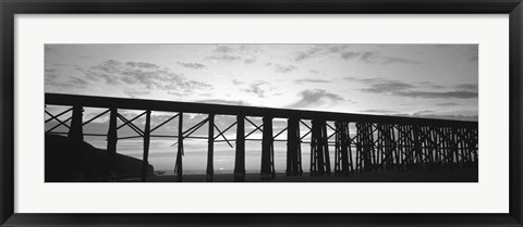 Framed Silhouette of a railway bridge, Fort Bragg, California Print