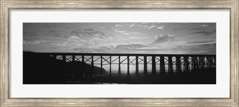 Framed Silhouette of a railway bridge, Pudding Creek Bridge, Fort Bragg, California Print