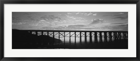 Framed Silhouette of a railway bridge, Pudding Creek Bridge, Fort Bragg, California Print