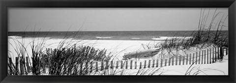 Framed Fence on the beach, Bon Secour National Wildlife Refuge, Bon Secour, Alabama Print